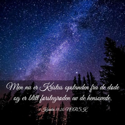 Picture 03 - 1 Korinter 15:20 NORSK - Men nu er Kristus opstanden fra de døde og er - Bible Verse Picture