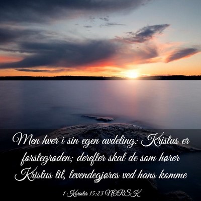 Picture 03 - 1 Korinter 15:23 NORSK - Men hver i sin egen avdeling: Kristus er - Bible Verse Picture
