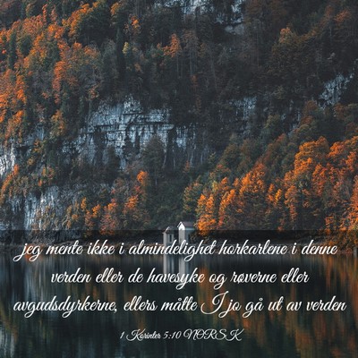 Picture 03 - 1 Korinter 5:10 NORSK - jeg mente ikke i almindelighet horkarlene i denne - Bible Verse Picture