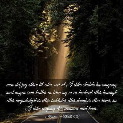 Picture 03 - 1 Korinter 5:11 NORSK - men det jeg skrev til eder, var at I ikke skulde - Bible Verse Picture