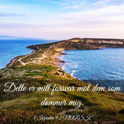 Picture 03 - 1 Korinter 9:3 NORSK - Dette er mitt forsvar mot dem som dømmer - Bible Verse Picture