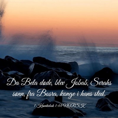 Picture 03 - 1 Krønikebok 1:44 NORSK - Da Bela døde, blev Jobab, Serahs sønn, fra - Bible Verse Picture