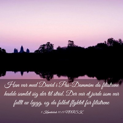 Picture 03 - 1 Krønikebok 11:13 NORSK - Han var med David i Pas-Dammim da filistrene - Bible Verse Picture