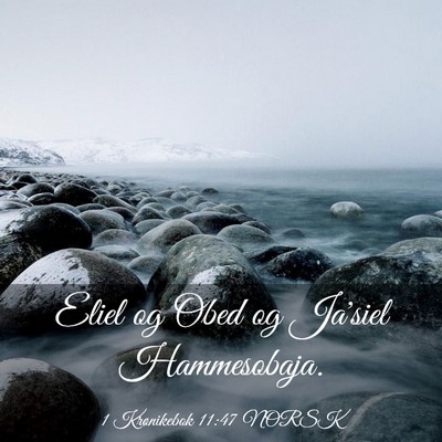 Picture 03 - 1 Krønikebok 11:47 NORSK - Eliel og Obed og Ja'siel - Bible Verse Picture