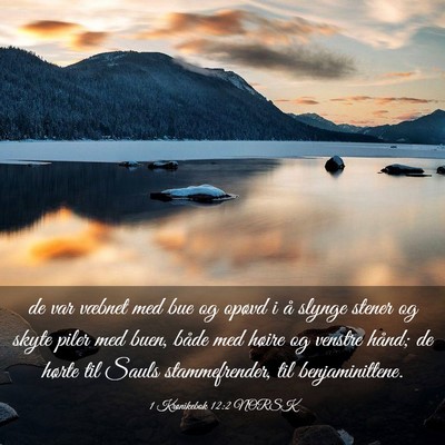 Picture 03 - 1 Krønikebok 12:2 NORSK - de var væbnet med bue og opøvd i å slynge - Bible Verse Picture