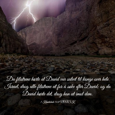 Picture 03 - 1 Krønikebok 14:8 NORSK - Da filistrene hørte at David var salvet til - Bible Verse Picture