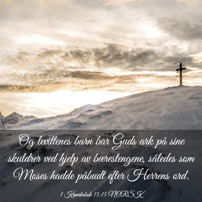 Picture 03 - 1 Krønikebok 15:15 NORSK - Og levittenes barn bar Guds ark på sine skuldrer - Bible Verse Picture