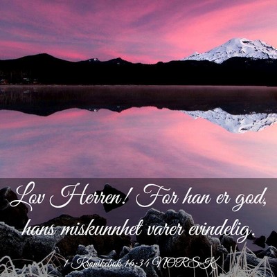 Picture 03 - 1 Krønikebok 16:34 NORSK - Lov Herren! For han er god, hans miskunnhet varer - Bible Verse Picture