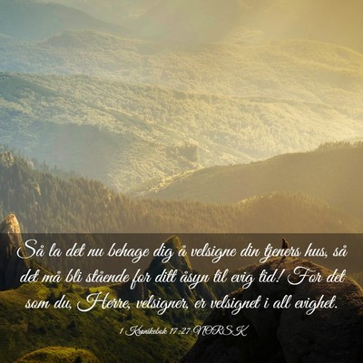 Picture 03 - 1 Krønikebok 17:27 NORSK - Så la det nu behage dig å velsigne din tjeners - Bible Verse Picture