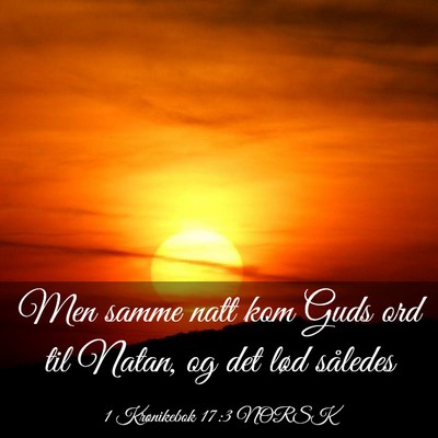 Picture 03 - 1 Krønikebok 17:3 NORSK - Men samme natt kom Guds ord til Natan, og det - Bible Verse Picture
