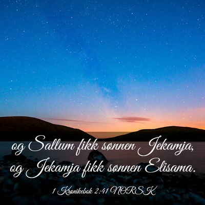 Picture 03 - 1 Krønikebok 2:41 NORSK - og Sallum fikk sønnen Jekamja, og Jekamja fikk - Bible Verse Picture