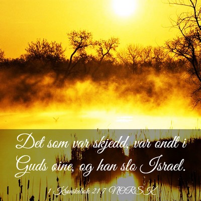 Picture 03 - 1 Krønikebok 21:7 NORSK - Det som var skjedd, var ondt i Guds øine, og han - Bible Verse Picture