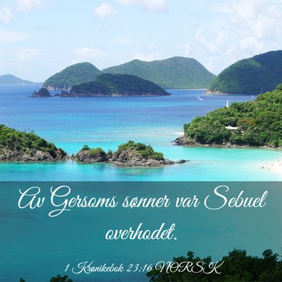 Picture 03 - 1 Krønikebok 23:16 NORSK - Av Gersoms sønner var Sebuel - Bible Verse Picture