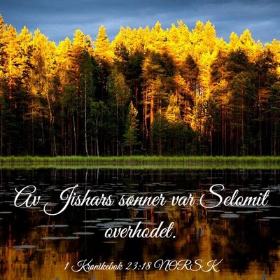 Picture 03 - 1 Krønikebok 23:18 NORSK - Av Jishars sønner var Selomit - Bible Verse Picture