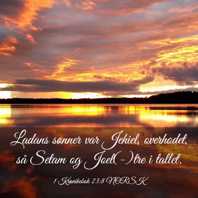 Picture 03 - 1 Krønikebok 23:8 NORSK - Ladans sønner var Jehiel, overhodet, så Setam - Bible Verse Picture
