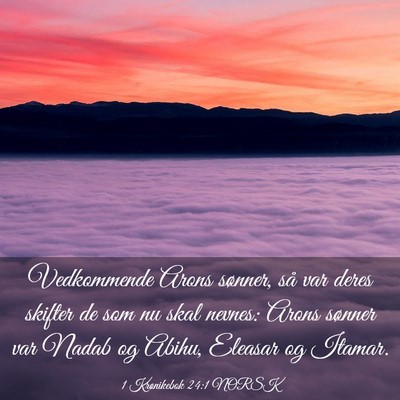 Picture 03 - 1 Krønikebok 24:1 NORSK - Vedkommende Arons sønner, så var deres skifter - Bible Verse Picture