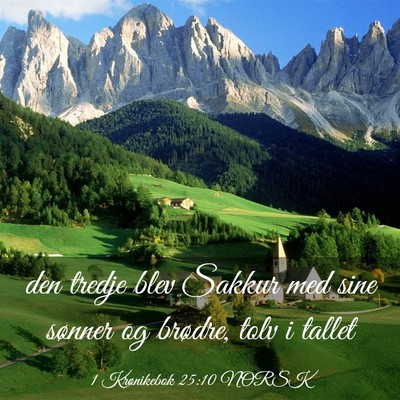 Picture 03 - 1 Krønikebok 25:10 NORSK - den tredje blev Sakkur med sine sønner og - Bible Verse Picture