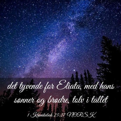 Picture 03 - 1 Krønikebok 25:27 NORSK - det tyvende for Eliata, med hans sønner og - Bible Verse Picture