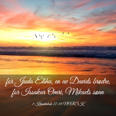 Picture 03 - 1 Krønikebok 27:18 NORSK - for Juda Elihu, en av Davids brødre, for Issakar - Bible Verse Picture