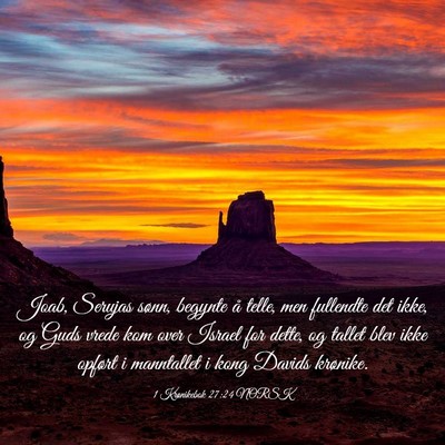 Picture 03 - 1 Krønikebok 27:24 NORSK - Joab, Serujas sønn, begynte å telle, men - Bible Verse Picture
