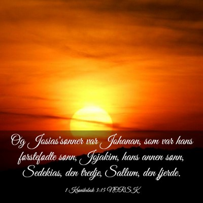 Picture 03 - 1 Krønikebok 3:15 NORSK - Og Josias'sønner var Johanan, som var hans - Bible Verse Picture
