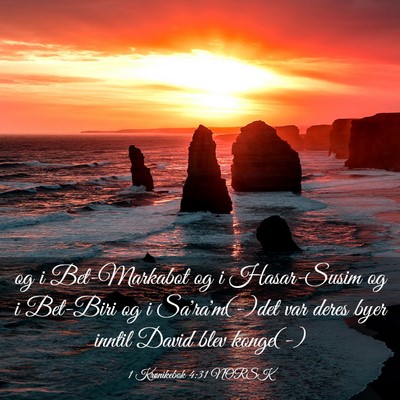 Picture 03 - 1 Krønikebok 4:31 NORSK - og i Bet-Markabot og i Hasar-Susim og i Bet-Biri - Bible Verse Picture
