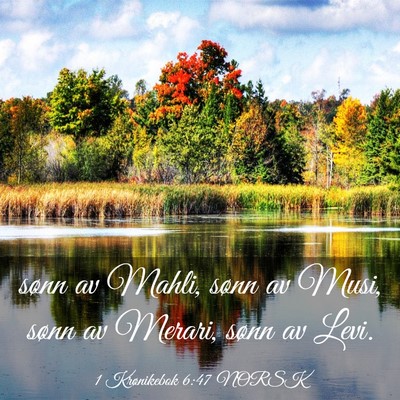 Picture 03 - 1 Krønikebok 6:47 NORSK - sønn av Mahli, sønn av Musi, sønn av Merari, - Bible Verse Picture