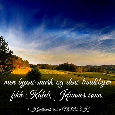 Picture 03 - 1 Krønikebok 6:56 NORSK - men byens mark og dens landsbyer fikk Kaleb, - Bible Verse Picture