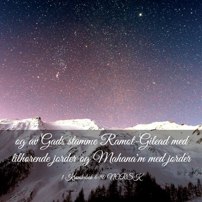 Picture 03 - 1 Krønikebok 6:80 NORSK - og av Gads stamme Ramot-Gilead med tilhørende - Bible Verse Picture