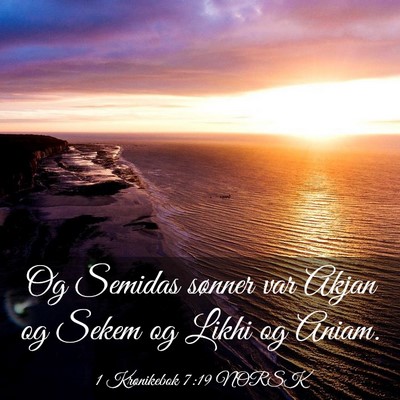 Picture 03 - 1 Krønikebok 7:19 NORSK - Og Semidas sønner var Akjan og Sekem og Likhi og - Bible Verse Picture