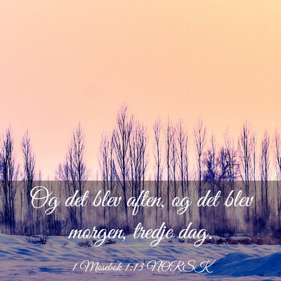 Picture 03 - 1 Mosebok 1:13 NORSK - Og det blev aften, og det blev morgen, tredje - Bible Verse Picture
