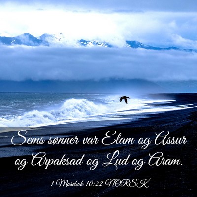 Picture 03 - 1 Mosebok 10:22 NORSK - Sems sønner var Elam og Assur og Arpaksad og Lud - Bible Verse Picture