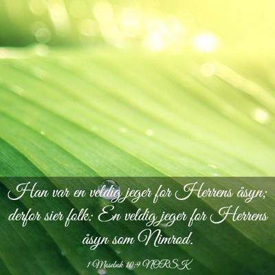 Picture 03 - 1 Mosebok 10:9 NORSK - Han var en veldig jeger for Herrens åsyn; derfor - Bible Verse Picture