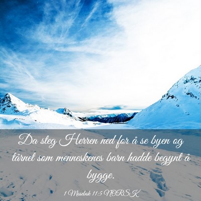 Picture 03 - 1 Mosebok 11:5 NORSK - Da steg Herren ned for å se byen og tårnet som - Bible Verse Picture