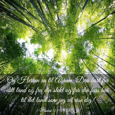 Picture 03 - 1 Mosebok 12:1 NORSK - Og Herren sa til Abram: Dra bort fra ditt land og - Bible Verse Picture