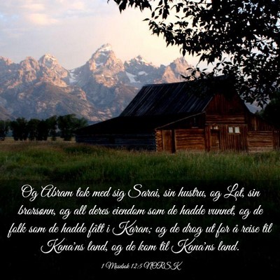 Picture 03 - 1 Mosebok 12:5 NORSK - Og Abram tok med sig Sarai, sin hustru, og Lot, - Bible Verse Picture