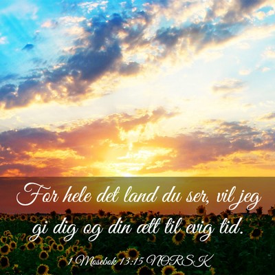 Picture 03 - 1 Mosebok 13:15 NORSK - For hele det land du ser, vil jeg gi dig og din - Bible Verse Picture