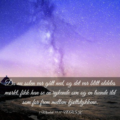 Picture 03 - 1 Mosebok 15:17 NORSK - Da nu solen var gått ned, og det var blitt - Bible Verse Picture