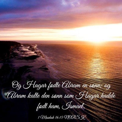 Picture 03 - 1 Mosebok 16:15 NORSK - Og Hagar fødte Abram en sønn; og Abram kalte - Bible Verse Picture