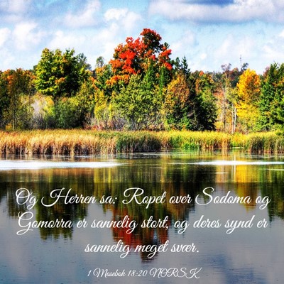 Picture 03 - 1 Mosebok 18:20 NORSK - Og Herren sa: Ropet over Sodoma og Gomorra er - Bible Verse Picture