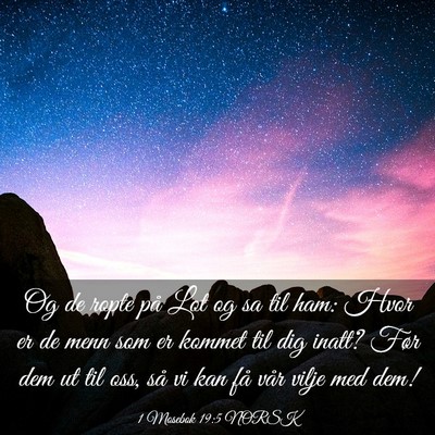 Picture 03 - 1 Mosebok 19:5 NORSK - Og de ropte på Lot og sa til ham: Hvor er de - Bible Verse Picture