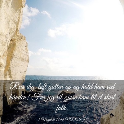 Picture 03 - 1 Mosebok 21:18 NORSK - Reis dig, løft gutten op og hold ham ved - Bible Verse Picture