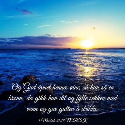 Picture 03 - 1 Mosebok 21:19 NORSK - Og Gud åpnet hennes øine, så hun så en - Bible Verse Picture