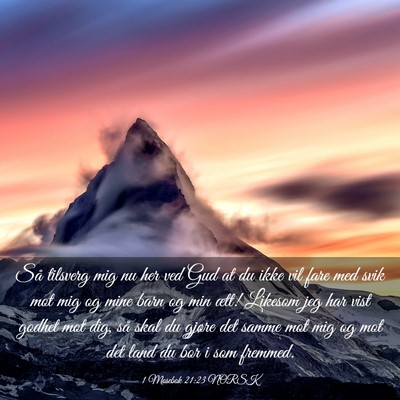 Picture 03 - 1 Mosebok 21:23 NORSK - Så tilsverg mig nu her ved Gud at du ikke vil - Bible Verse Picture