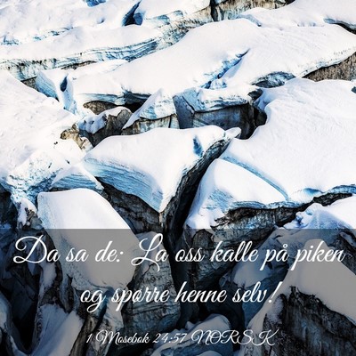 Picture 03 - 1 Mosebok 24:57 NORSK - Da sa de: La oss kalle på piken og spørre henne - Bible Verse Picture