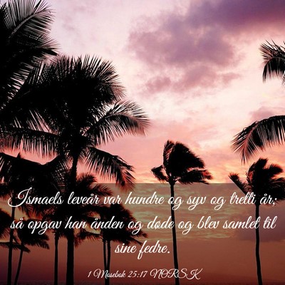 Picture 03 - 1 Mosebok 25:17 NORSK - Ismaels leveår var hundre og syv og tretti år; - Bible Verse Picture