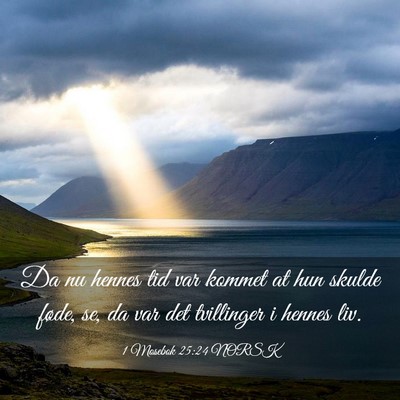 Picture 03 - 1 Mosebok 25:24 NORSK - Da nu hennes tid var kommet at hun skulde føde, - Bible Verse Picture