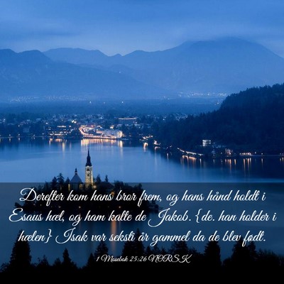Picture 03 - 1 Mosebok 25:26 NORSK - Derefter kom hans bror frem, og hans hånd holdt - Bible Verse Picture