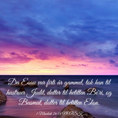 Picture 03 - 1 Mosebok 26:34 NORSK - Da Esau var firti år gammel, tok han til - Bible Verse Picture