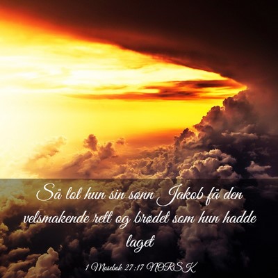 Picture 03 - 1 Mosebok 27:17 NORSK - Så lot hun sin sønn Jakob få den velsmakende - Bible Verse Picture